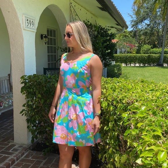 NWOT-Lilly Pulitzer Dress.-NWOT-size-2 worn 1 time. Fabulous fabric - Picture 3 of 15